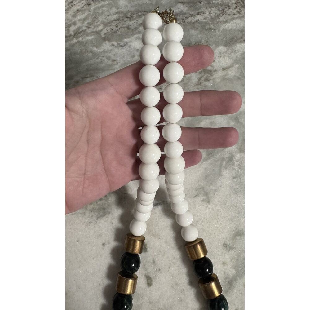Vintage Cadoro Signed Chunky Lucite & Green Bakelite Beaded Necklace 30in - Picture 7 of 11